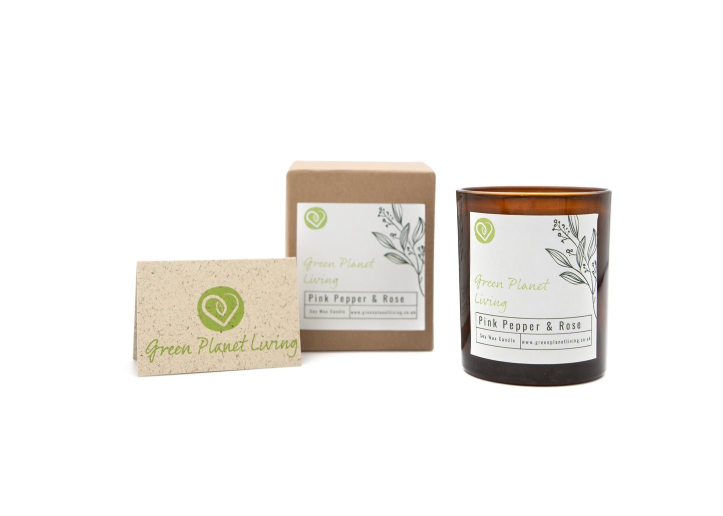 Pink Pepper and Rose Plant Based Candle Amber Jar