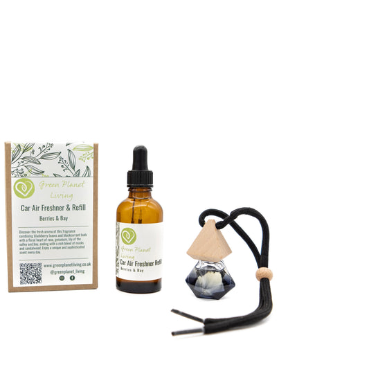 Berries and Bay Car Air Freshener and refill bottle