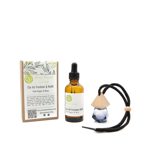 Pink Pepper & Rose Portable car air freshener and refill bottle