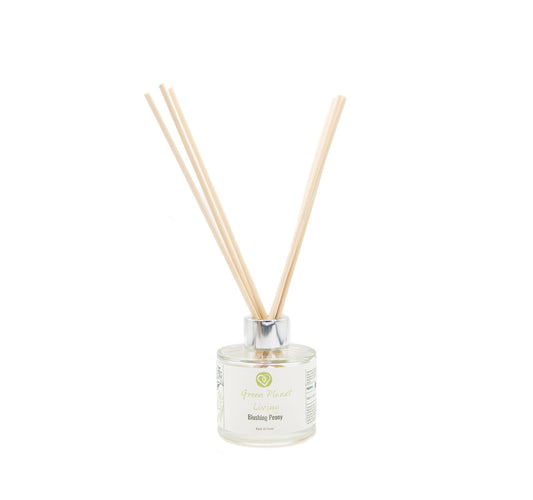 Green Planet Living Blushing Peony reed diffuser with natural reeds – handmade eco-conscious home fragrance