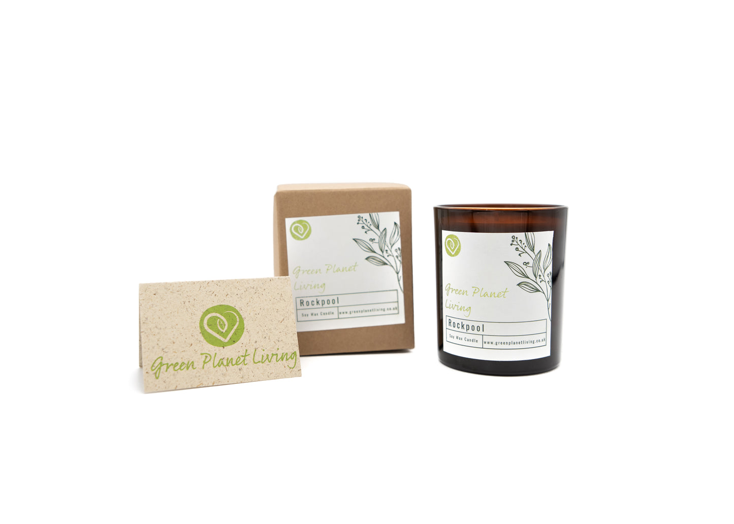 rockpool amber candle with eco-friendly packaging and care card